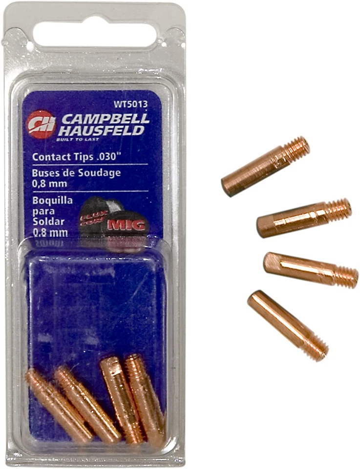 Puntas de contacto Campbell Hausfeld WT501300AJ de 0,030 pulgadas para soldador MIG, 4 piezas Foto 1 de 1