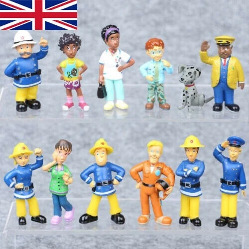 12pcs Fireman Sam & Crew Firefighters Figures - Toy or Cake Toppers Foto 1 de 1