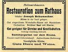 Joseph Schumacher Helmarshausen Restauration zum Rathaus * Annonce von 1907