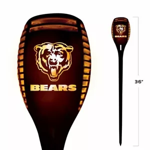 CHICAGO BEARS LED SOLARTACKEL 36" HOCH FLACKERNDE GELBE FLAMME NFL OUTDOOR PARTY - Bild 1 von 5