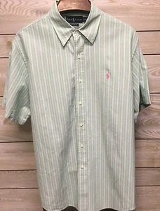 Ralph Lauren Men's Size XXL Custom Fit Short Sleeve Button Front Shirt Striped - Picture 1 of 5