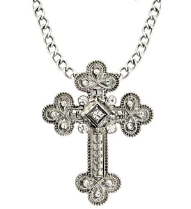 Halskette Strasskreuz silber Gothic Halloween Karneval Fasching Schmuck  - Bild 1 von 4