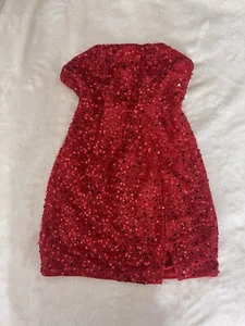 Red Women Sparkly Sequin Dress Sexy Glitter Party Club Night Dress - Picture 1 of 2