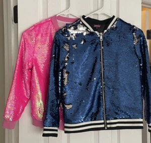 JoJo’s Closet Sequin Jacket Size Large 10/12 Pink Blue (LOT OF 2) - Picture 1 of 12