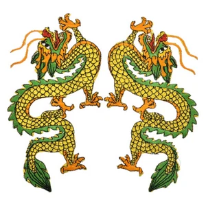 1 par de parches de hierro dragón apliques bordados hágalo usted mismo costura ropa artesanal - Imagen 1 de 5