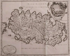 1725 Peter Van der Aa Mappa Geografica Regno Sardegna Insula et Regnum Sardiniae - Picture 1 of 8