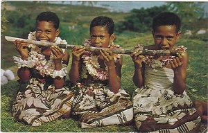 FIJI CHILDREN A SUGAR CANE MEAL POSTCARD - Picture 1 of 1
