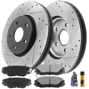 REAR Drilled Disc Rotors and Brake Pads for 2010-2017 Equinox GMC Terrain H09 TX - Picture 1 of 5
