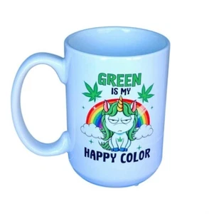 Funny 15oz Mug Green Is My Happy Color Double Printed for L or R Handed - Picture 1 of 3