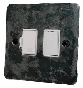 G&H FR57W Flat Plate Rustic Silver 1 Gang Fused Spur 13A Switched - Picture 1 of 1