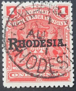 Matasellos Rhodesia 1909 un centavo con código SHANGANI I sin día (SC) - Imagen 1 de 1