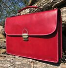 15" HAND MADE ITALIAN LEATHER BRIEFCASE SATCHEL LAPTOP OFFICE BAG RED MESSENGER