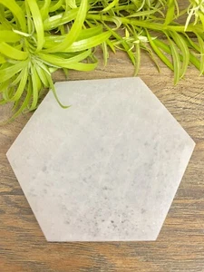 4” Selenite Tile Hexagon Crystal Charging Plate Meditation Cleansing Stone - Picture 1 of 12