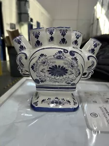Porcelain Blue & White Floral 6 Finger Fluted Vase - Picture 1 of 1