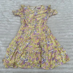 BCBG Girls Yellow Floral Short Sleeves Dress Size Small (7/8) Polyester - Picture 1 of 7