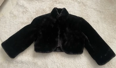Dark Brown  Beautiful Cropped Faux Fur Jacket Size Small - Image 1 of 4
