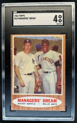 1962 Topps Managers Dream (Mickey Mantle Willie Mays) C #18 Giants Yankees SGC 4 - Image 1 of 2