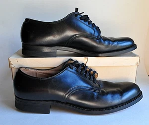 1956 Black Calf Dress Uniform Oxford Shoes 9 1/2 A USAF McCan McElwain 50s VTG - Picture 1 of 11
