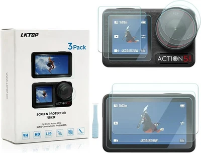 LKTOP (AC533) 3er-Pack Schutzfolie für DJI Osmo Action 5 Pro