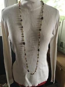 Beggars Beads Necklace Quartz Stone Amber Milk Glass Wire Wrap Long 44" - Picture 1 of 13