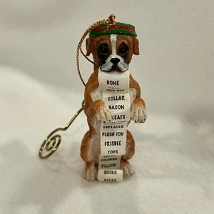 Danbury Boxer come nuovo ornamento lista dei desideri Natale cane elfo cappello resina figura - Foto 1 di 13