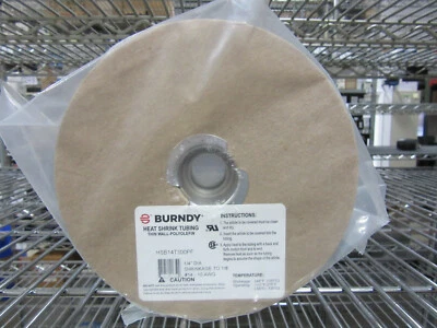 25' Burndy HSB14T300PF 1/4" Dia. Black Shrink Tubing to 1/8" #14-10 AWG NEW!!! - Imagem 1 de 4