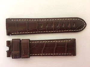 PANERAI BROWN CROCO LEATHER VINTAGE BAND 100% GENUINE #5292 - BOX6 - Picture 1 of 7
