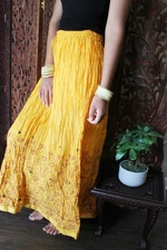 Boho Gypsy Hippy Yellow Maxi Skirt Cotton Printed Long Summer Skirts S/M