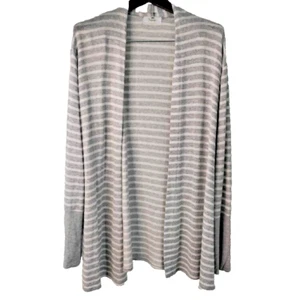 Cárdigan abierto Mademli Boutique para mujer L gris/blanco rayas plumero bolsillos informal - Imagen 1 de 5