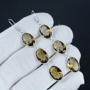 Smoky Quartz Gemstone Handmade 925 Sterling Silver Earring For Gifts JJ-713 - Picture 1 of 4