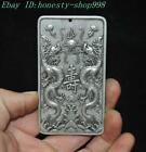 3.6" Chinese Ancient dynasty Tibetan silver dragon loong statue amulet pendant