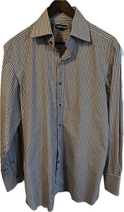 CAMICIA ABITO TOM FORD grigio slim fit collo largo cotone a quadri popeline 40/15,75 - Foto 1 di 10