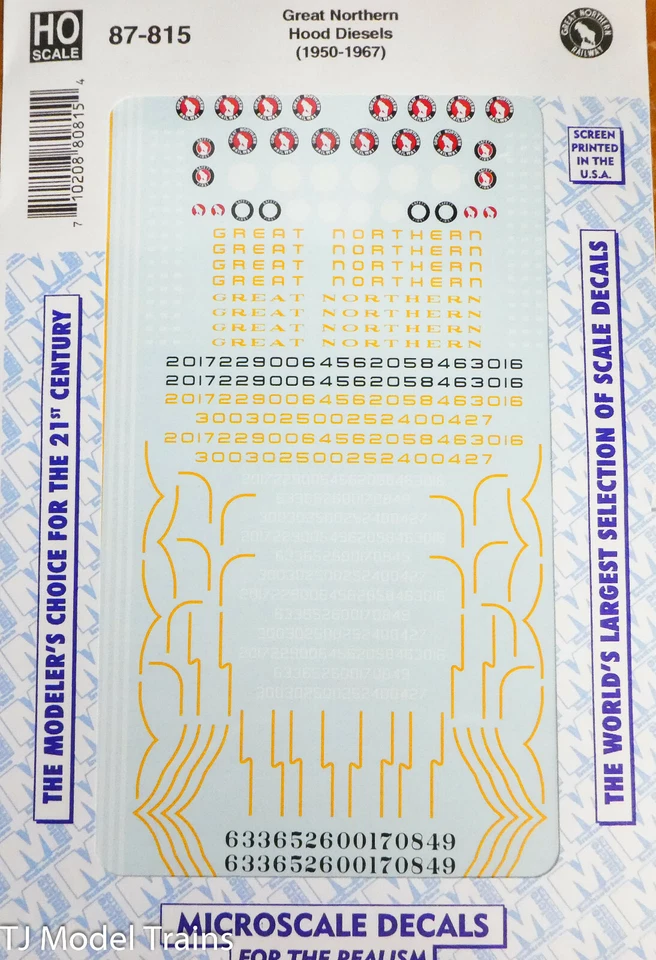 Microscale Decal #87-815 Great Northern Hood Diesels (1950-1967)-Diesel  - Image 1 of 1