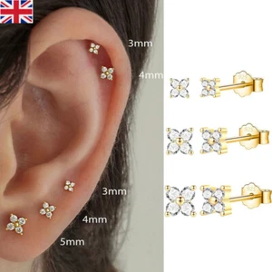 3mm-5mm Crystal Flower Earrings Stud 18ct Glod Plated Women Girls Jewellery Gift - Picture 1 of 16