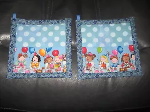 Summer Birthday Party Handmade Kitchen Potholder Set of 2 - Picture 1 of 2