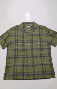 Knickerbocker Green Linen Ribeira Plaid Short Sleeve Camp Collar Shirt - Picture 1 of 8