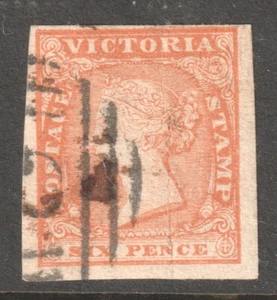 VICTORIA 1854 6d ORANGE WOODBLOCK - Picture 1 of 2