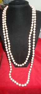 Vintage Pink Long Beaded Necklace 25 1/2" Long - Picture 1 of 8