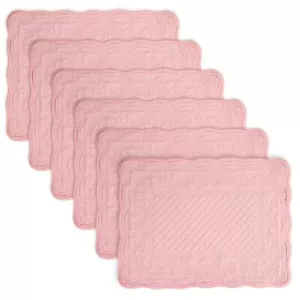 Pink 100% Cotton Quilted Placemats Set of 6 Rectangular Placemats Machine Was... - Picture 1 of 7