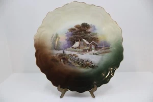 ZS & C Bavaria Hand Painted Porcelain Decorative Plate Gold Scroll Trim - Picture 1 of 7