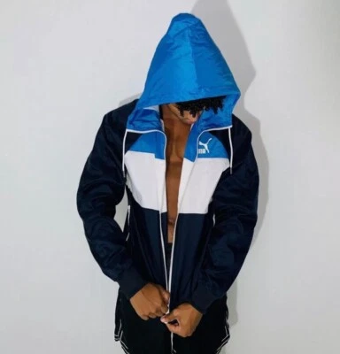 Puma Vintage Heritage Wind Jacket Windbreaker Navy Blue White Rare - Image 1 of 4