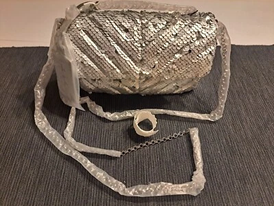 Cocktail Party, Special Occasion- Silver Sequins Handbag NWT— 8 X 5 - Image 1 of 4