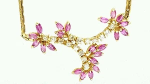 14k Italian Yellow Gold Fancy Necklace with 2.17ct Ruby Gemstone 0.56ct Diamond - Picture 1 of 3