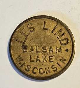 Les Lind Balsam Lake WI Brass Good For Token #1723 - Picture 1 of 2