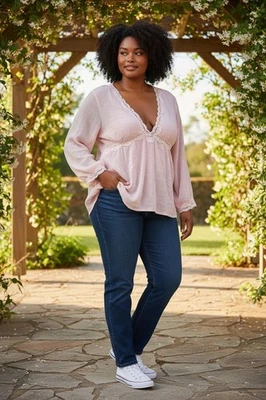 Blusa Top Cato Mujer Rosa Claro Ligera Transparente Talla Grande 26/28W Foto 1 de 4