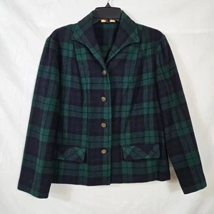 Pendleton Vintage Damen blau grün kariert vorne Knopf Karriere Wolle Blazer Gr. 14 - Bild 1 von 8