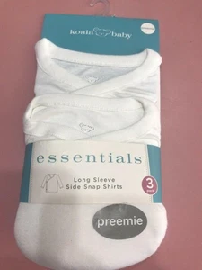 Camisa blanca prematura a presión lateral (3 paquetes) Koala Baby Essentials - Imagen 1 de 1