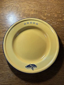 Vtg Taipro yellow enamel metal plate with boat and stars, 10" - Picture 1 of 6
