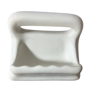 Ceramic Soap Dish Holder & Washcloth Bar Tile Wall Mount VTG '60s White Bathroom - Picture 1 of 6