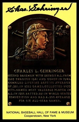 Charlie Gehringer Yellow HOF Postcard Signed PSA/DNA Tigers Autograph ID: 505897 - Image 1 of 2